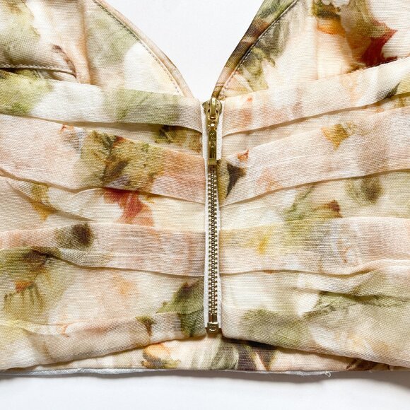 Zimmermann Luminosity Floral Draped Bodice Top Ivory Garden Floral Size AU 1 US - Picture 6 of 13